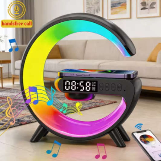 6-in-1 Wireless Charger with Bluetooth Speaker & Alarm Clock