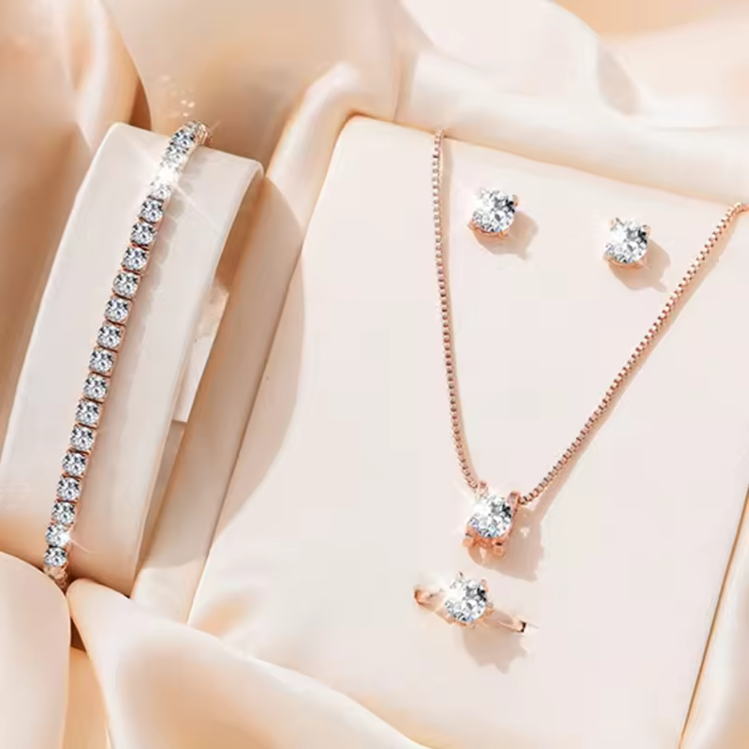5Pcs Elegant Crystal Jewelry Sets For Women Necklace