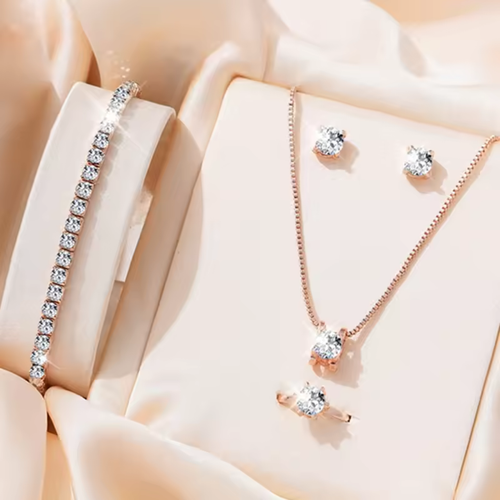 5Pcs Elegant Crystal Jewelry Sets For Women Necklace