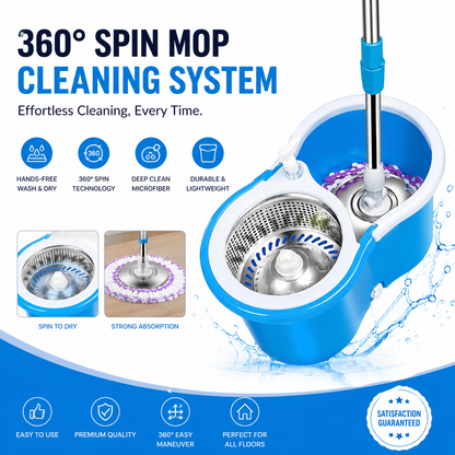 360 Degree Rotating Microfiber Mop Head | Home & Office Floor Cleaning Tool